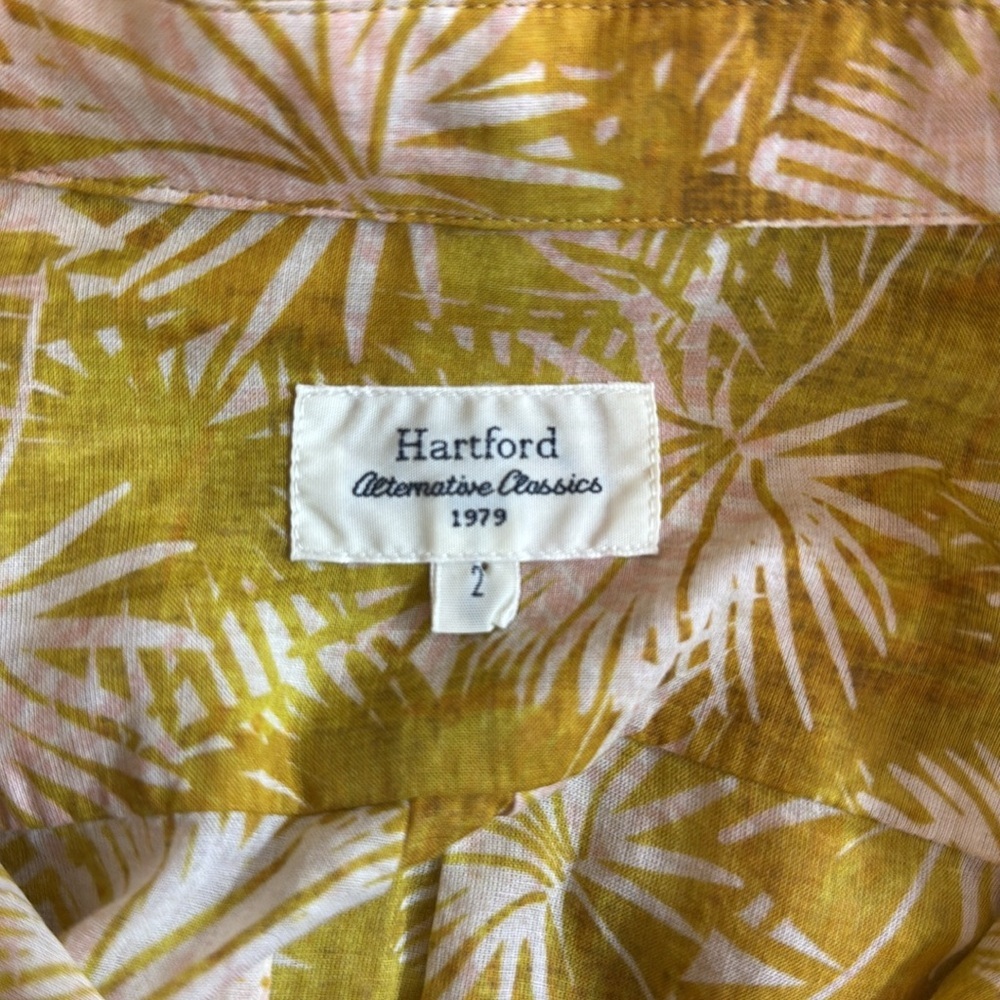 Hartford 100% Cotton Yellow Button Down Shirt with Tie Front Medium - Picture 7 of 10